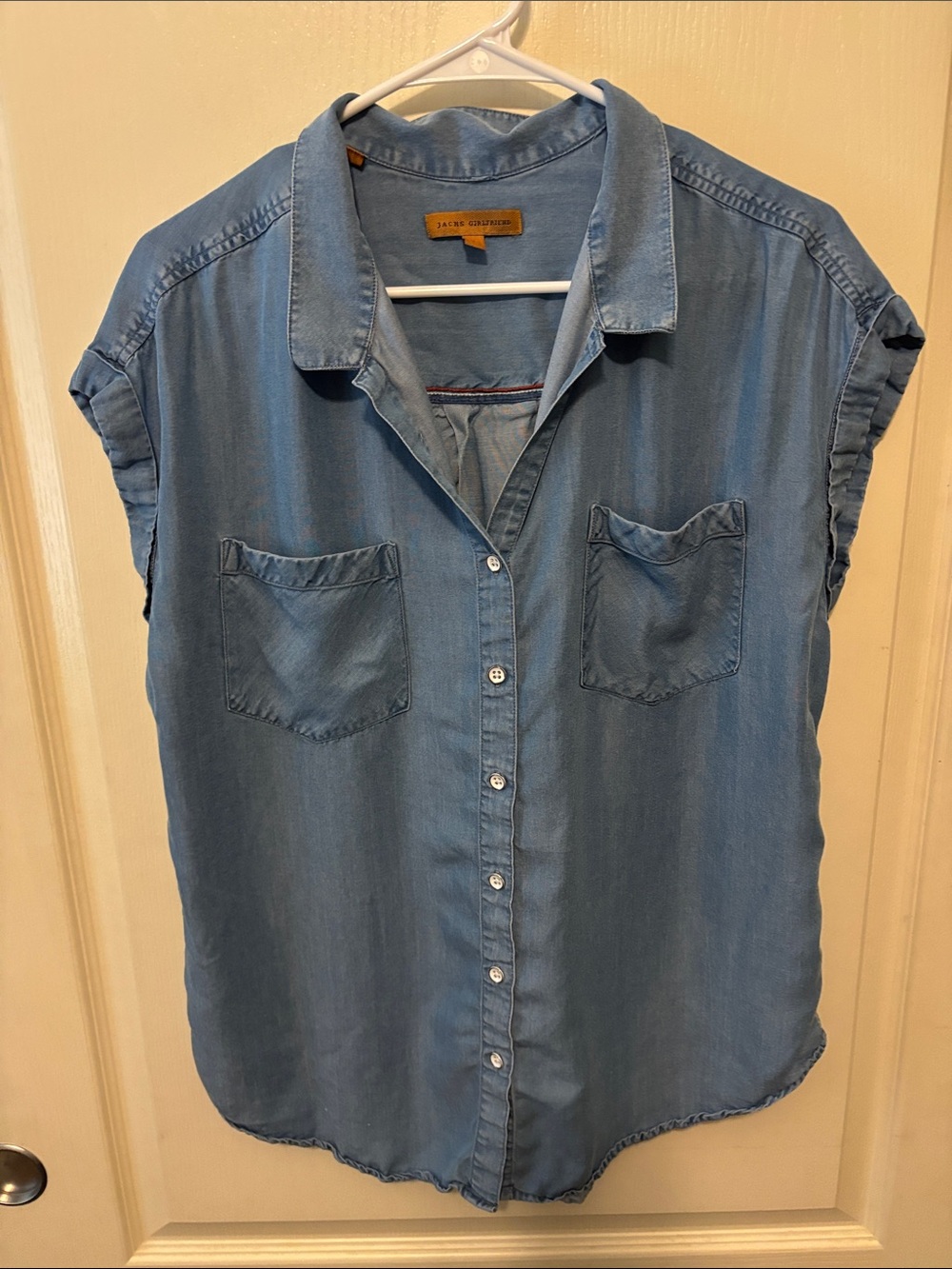 JACHS Girlfriend Light Blue Chambray Button-Down Shirt